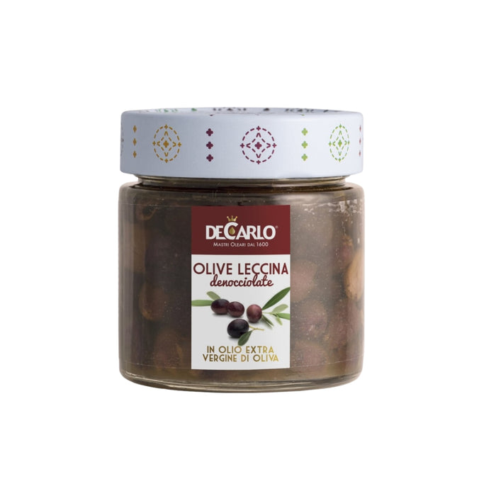 Olive Leccina Denocciolate in Olio EVO 200g - De Carlo
