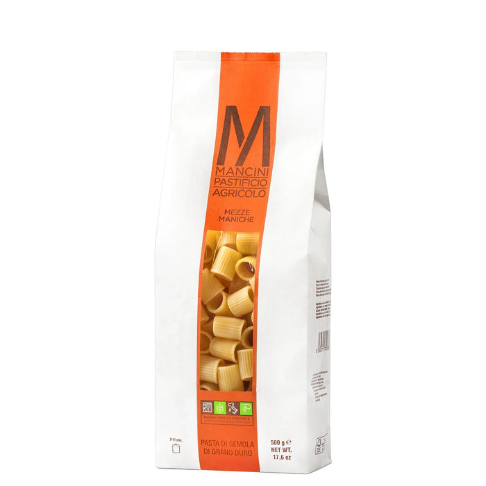 Mezze Maniche Mancini 500g — Pasta Artigianale Italiana — Trafilata al Bronzo