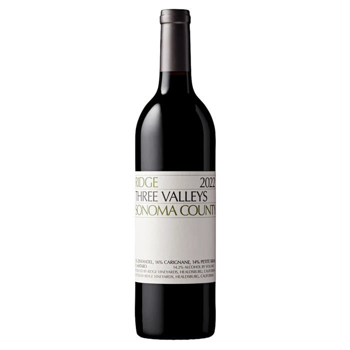 Three Valleys Sonoma County 2022 Ridge Vineyards 0,75L — Vino Rosso California